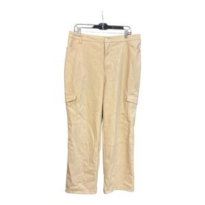 Bagatelle Faux Leather Wide Leg Beige Cargo Pants Size XL‎ LA1